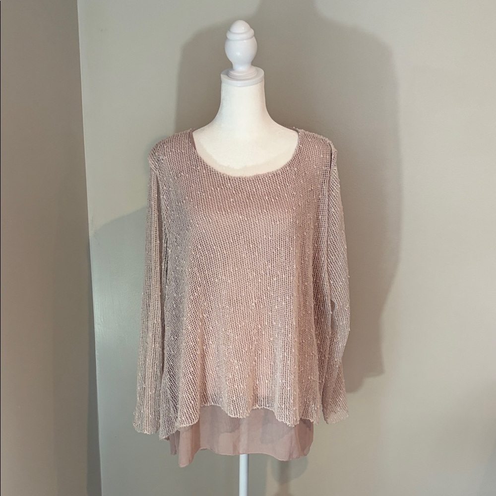 Shimmering Sheer Pink Knit Top